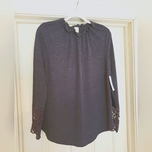 Women's long sleeve dark gray top